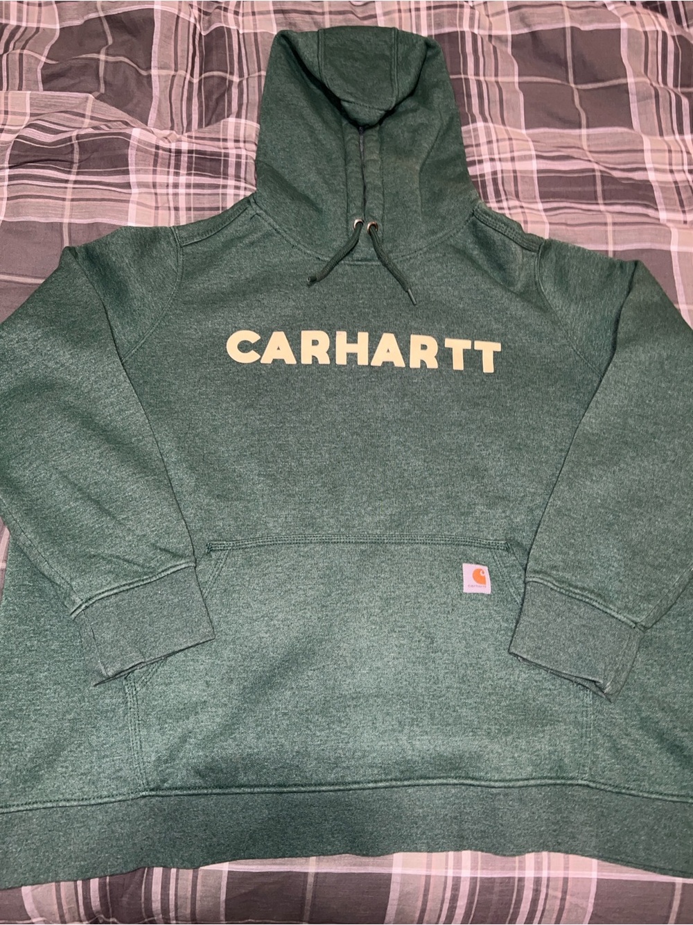 Carhartt Men's Crewneck Sweatshirt in Forest Green with Cream Logo
